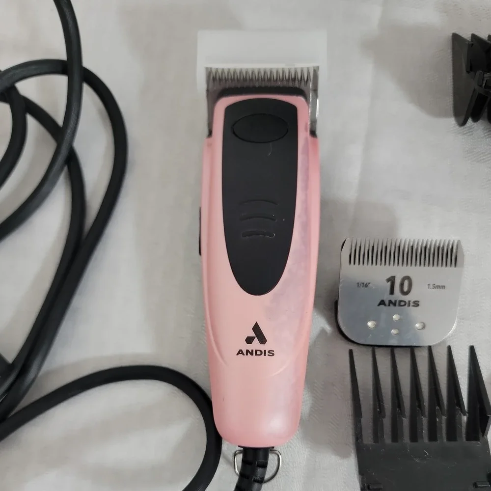 Andis EasyClip Versa Pink Pet Grooming Clipper Kit 10 7FC Blades AS IS